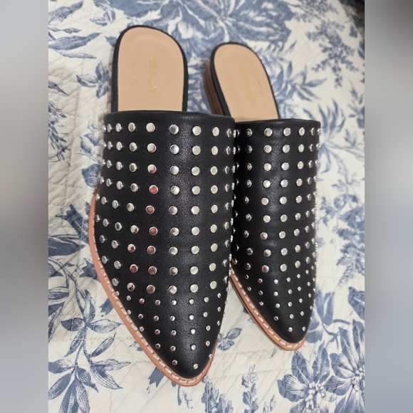Shoes - Studded Black Mules